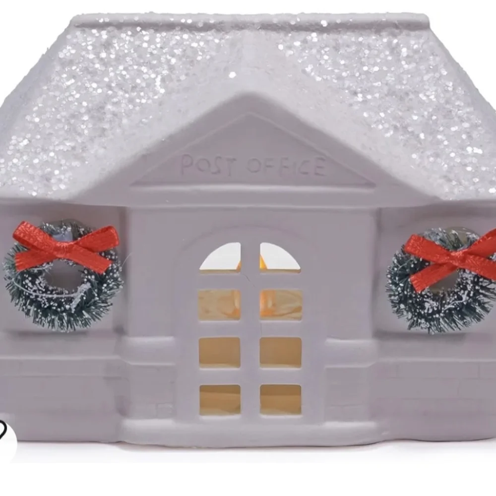 CHRISTMAS VILLAGE LIGHTED WHITE PORCELAIN LED BUILDING SET OF 3 - BNWT SO